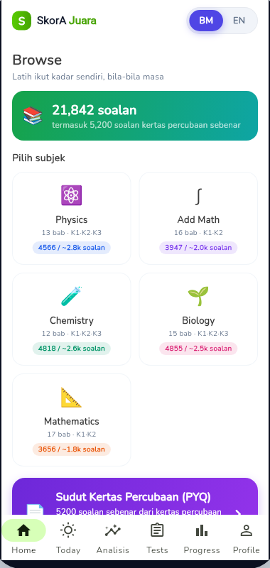 SkorA Juara โ Browse screen